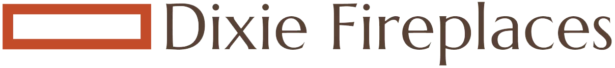 Dixie Fireplaces logo with stylized flame graphic